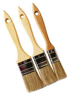 LOT VAN 3 PLATTE BORSTELS 20-30-40, HOUTEN HANDVAT