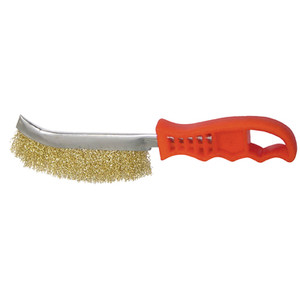 BRASS COATED STEEL WIRE BRUSH - PLASTIC HANDLE - 038073