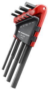 SET 9 6-KANT HAAKSE SLEUTELS 1,5 TOT 10MM IN HOUDER