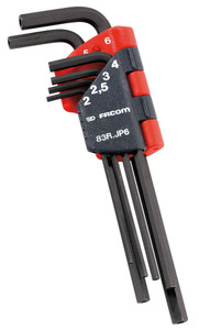 SET 6 INBUSSLEUTELS VOOR 6-KANT VEILIGHEIDSSCHROEVEN 2 TOT 6MM