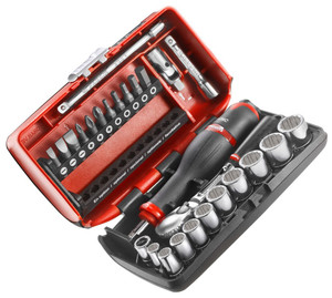 SET VAN 10 12-KANTDOPPEN 1/4" + 11 BITS 1/4" + ACCESSOIRES