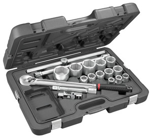 SET VAN 10 6-KANTDOPPEN 3/4" (19 TOT 55MM) + ACCESSOIRES