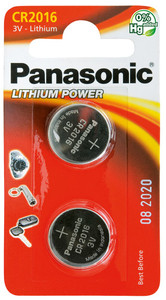 PILE PANASONIC "LITHIUM POWER" PILES BOUTON - TYPE CR-2016