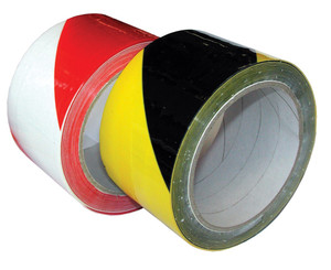 WAARSCHUWINGSTAPE PVC ROOD-WIT - 50 MM X 33 M WAARSCHUWINGSTAPE PVC ROOD-WIT - 50 MM X 33 M