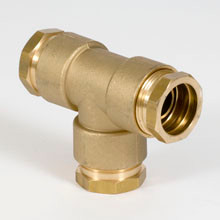 MESSING T-STUK 4/4'' 2XLDPE VERSTERKT