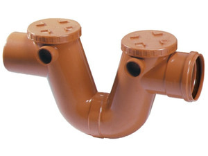 PVC RIOOL S-SIFON 110MM  RDBR + 2 ONTSTOPPINGEN