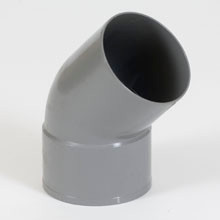PVC REGENWATER BOCHT GRIJS 100MM 45° MOF/SPIE