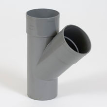 PVC REGENWATER T GRIJS 100MM 45° 2XMOF/SPIE
