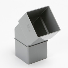 PVC REGENWATER BOCHT GRIJS 100X100MM 45° M/S VIERK