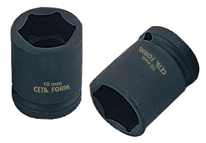 DOUILLE À CHOC 6-PANS - 1/2" - 27 MM / 43 MM - CHROME NOIR