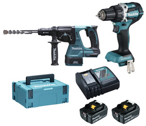 COMBOPACK LXT 18V: DDF484 + DHR243 + 2X BL1850B + 1X DC18RC + MAKPAC