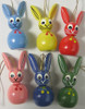 Six Colorful Rabbits German Ornament – detail view of the Christmas ornament