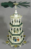 Christmas German Pyramid White Green Nativity 4 Levels