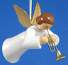 German Ornament Angel White Gown Trumpet – alternate view of the Christmas ornament