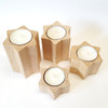 Star Shaped Candle Holder Collection – detail view of the wooden candleholder