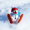 MINI Snowman Falling on Skis German Smoker Incense Figure | 11cm – detail view of the German Christmas smoker