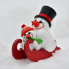 MINI Double Snowman on Sled German Smoker Incense Figure | 4.5 Inches | 12cm – detail view of the German Christmas smoker