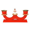 Table candlestick, red - standing angel with hymn book – wooden candleholder by Albin Preissler