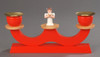 Table candlestick, red - standing angel with hymn book – alternate view of the wooden candleholder
