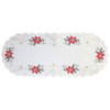 Winterstern Poinsettia Oval Table Runner | Off white with Red | 23x56 cm