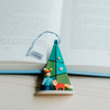 Child with Fox - Tree Shaped Wooden Ornament – side view of the Christmas ornament
