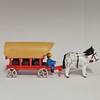 Horses Pulling Covered Wagon - Wooden German Figurine – side view of the Christmas ornament