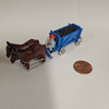 Horses Pulling Coal Blue Wagon - Wooden German Figurine – alternate view of the Christmas ornament