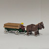 Horses Pulling Green Timber Wagon - Wooden German Figurine