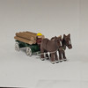 Horses Pulling Green Timber Wagon - Wooden German Figurine