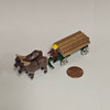 Horses Pulling Green Timber Wagon - Wooden German Figurine