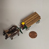 Horses Pulling Green Timber Wagon - Wooden German Figurine