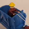 Horses Pulling Empty Blue Box Sleigh - Wooden German Figurine – detail view of the Christmas ornament