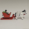 Horses Pulling Red Sleigh - Wooden German Figurine – detail view of the Christmas ornament