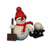Shoveling Snowman with Sled Figurine - 2 Inches Tall – side view of the Christmas ornament