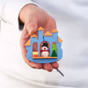 Snowman - City Gate Wooden Ornament – detail view of the Christmas ornament