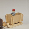 Horses Pulling Natural Box Sleigh Cart - Wooden German Figurine – side view of the Christmas ornament