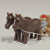 Horses Pulling Empty Wooden Cart - Natural Wooden German Figurine