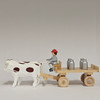Oxen Pulling Milk Cart - Natural Wooden German Figurine – detail view of the Christmas ornament