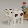 Oxen Pulling Milk Cart - Natural Wooden German Figurine – side view of the Christmas ornament