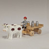 Oxen Pulling Milk Cart - Natural Wooden German Figurine