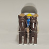 Horses Pulling Covered Wagon - Natural Wooden German Figurine