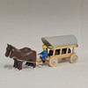 Horses Pulling Covered Wagon - Natural Wooden German Figurine
