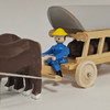 Horses Pulling Covered Wagon - Natural Wooden German Figurine – side view of the Christmas ornament