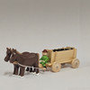 Horses Pulling Coal Cart - Natural Wooden German Figurine – detail view of the Christmas ornament