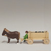 Horses Pulling Coal Cart - Natural Wooden German Figurine – side view of the Christmas ornament