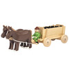 Horses Pulling Coal Cart - Natural Wooden German Figurine – Christmas ornament by Volker & Heiko Flath
