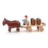 Horses Pulling Barrel Cart - Natural Wooden German Figurine – Christmas ornament by Volker & Heiko Flath