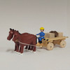 Horses Pulling Box and Barrel Cart - Natural Wooden German Figurine – alternate view of the Christmas ornament