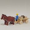 Horses Pulling Box and Barrel Cart - Natural Wooden German Figurine – detail view of the Christmas ornament
