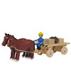 Horses Pulling Box and Barrel Cart - Natural Wooden German Figurine – Christmas ornament by Volker & Heiko Flath
